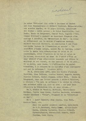 Historique de Présence, 1957